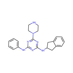 c1ccc(Nc2nc(NC3Cc4ccccc4C3)nc(N3CCNCC3)n2)cc1 ZINC000045301107