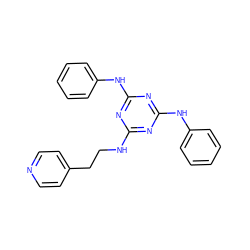 c1ccc(Nc2nc(NCCc3ccncc3)nc(Nc3ccccc3)n2)cc1 ZINC000148088350