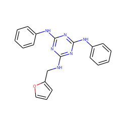 c1ccc(Nc2nc(NCc3ccco3)nc(Nc3ccccc3)n2)cc1 ZINC000005338455