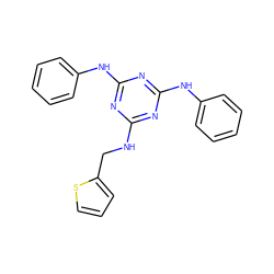 c1ccc(Nc2nc(NCc3cccs3)nc(Nc3ccccc3)n2)cc1 ZINC000147685203