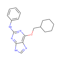 c1ccc(Nc2nc(OCC3CCCCC3)c3nc[nH]c3n2)cc1 ZINC000020149017