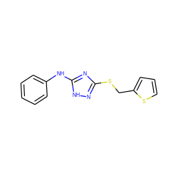 c1ccc(Nc2nc(SCc3cccs3)n[nH]2)cc1 ZINC000014964058