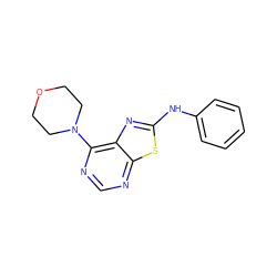 c1ccc(Nc2nc3c(N4CCOCC4)ncnc3s2)cc1 ZINC000103287369