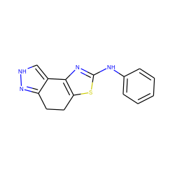 c1ccc(Nc2nc3c(s2)CCc2n[nH]cc2-3)cc1 ZINC000072114765