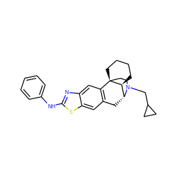 c1ccc(Nc2nc3cc4c(cc3s2)C[C@@H]2[C@@H]3CCCC[C@]43CCN2CC2CC2)cc1 ZINC000071329521