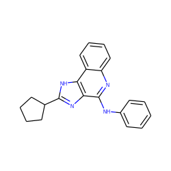 c1ccc(Nc2nc3ccccc3c3[nH]c(C4CCCC4)nc23)cc1 ZINC000013821062