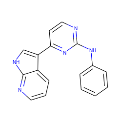 c1ccc(Nc2nccc(-c3c[nH]c4ncccc34)n2)cc1 ZINC000036124444