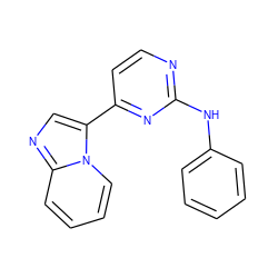 c1ccc(Nc2nccc(-c3cnc4ccccn34)n2)cc1 ZINC000014945886