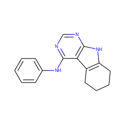 c1ccc(Nc2ncnc3[nH]c4c(c23)CCCC4)cc1 ZINC000003815326