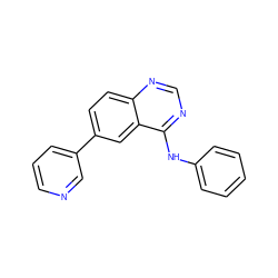 c1ccc(Nc2ncnc3ccc(-c4cccnc4)cc23)cc1 ZINC000004258552