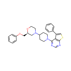 c1ccc(OC[C@@H]2CN(C3CCN(c4ncnc5scc(-c6ccccc6)c45)CC3)CCO2)cc1 ZINC000064539769