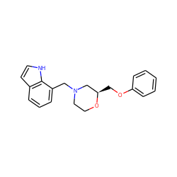 c1ccc(OC[C@@H]2CN(Cc3cccc4cc[nH]c34)CCO2)cc1 ZINC000361654467