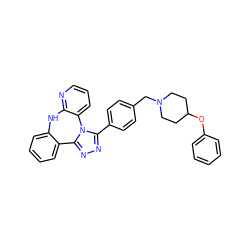 c1ccc(OC2CCN(Cc3ccc(-c4nnc5n4-c4cccnc4Nc4ccccc4-5)cc3)CC2)cc1 ZINC000096174120