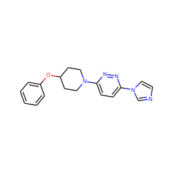 c1ccc(OC2CCN(c3ccc(-n4ccnc4)nn3)CC2)cc1 ZINC000045349482