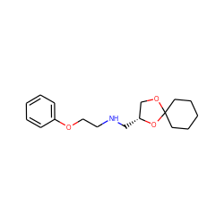 c1ccc(OCCNC[C@@H]2COC3(CCCCC3)O2)cc1 ZINC000013517542