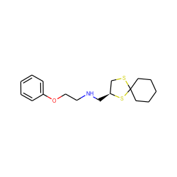 c1ccc(OCCNC[C@H]2CSC3(CCCCC3)S2)cc1 ZINC001772616258