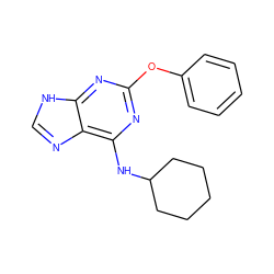 c1ccc(Oc2nc(NC3CCCCC3)c3nc[nH]c3n2)cc1 ZINC000013648479