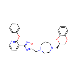 c1ccc(Oc2ncccc2-c2noc(CN3CCCN(C[C@@H]4COc5ccccc5O4)CC3)n2)cc1 ZINC000040424119