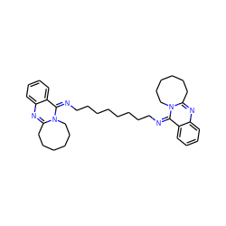 c1ccc2/c(=N/CCCCCCCC/N=c3/c4ccccc4nc4n3CCCCCC4)n3c(nc2c1)CCCCCC3 ZINC000101057270