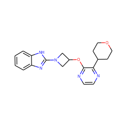 c1ccc2[nH]c(N3CC(Oc4nccnc4C4CCOCC4)C3)nc2c1 ZINC000146338381