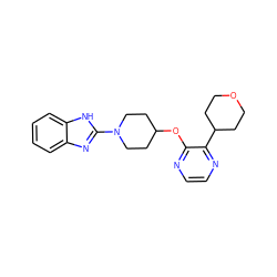 c1ccc2[nH]c(N3CCC(Oc4nccnc4C4CCOCC4)CC3)nc2c1 ZINC000096168969