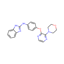 c1ccc2[nH]c(Nc3ccc(Oc4nccnc4N4CCOCC4)cc3)nc2c1 ZINC000095579245