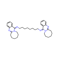 c1ccc2c(=NCCCCCCCCN=c3c4ccccc4nc4n3CCCCCC4)n3c(nc2c1)CCCCCC3 ZINC000299813543