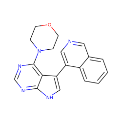 c1ccc2c(-c3c[nH]c4ncnc(N5CCOCC5)c34)cncc2c1 ZINC000210726811