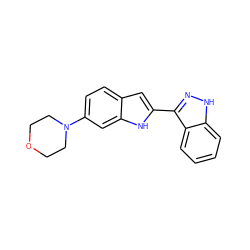 c1ccc2c(-c3cc4ccc(N5CCOCC5)cc4[nH]3)n[nH]c2c1 ZINC000066066052