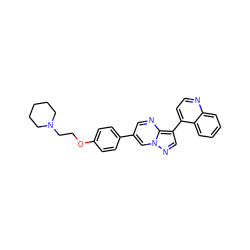 c1ccc2c(-c3cnn4cc(-c5ccc(OCCN6CCCCC6)cc5)cnc34)ccnc2c1 ZINC000040892767