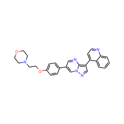 c1ccc2c(-c3cnn4cc(-c5ccc(OCCN6CCOCC6)cc5)cnc34)ccnc2c1 ZINC000062260294