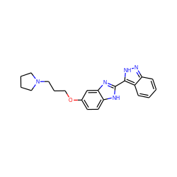 c1ccc2c(-c3nc4cc(OCCCN5CCCC5)ccc4[nH]3)[nH]nc2c1 ZINC000036176871