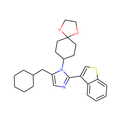 c1ccc2c(-c3ncc(CC4CCCCC4)n3C3CCC4(CC3)OCCO4)csc2c1 ZINC000040846405