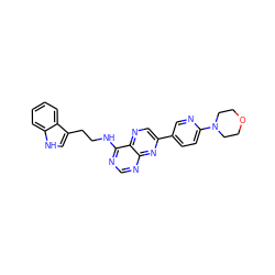 c1ccc2c(CCNc3ncnc4nc(-c5ccc(N6CCOCC6)nc5)cnc34)c[nH]c2c1 ZINC000028359399