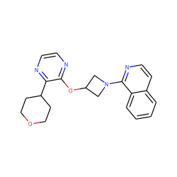 c1ccc2c(N3CC(Oc4nccnc4C4CCOCC4)C3)nccc2c1 ZINC000096168954