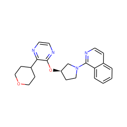 c1ccc2c(N3CC[C@@H](Oc4nccnc4C4CCOCC4)C3)nccc2c1 ZINC000096168996