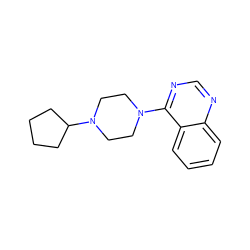 c1ccc2c(N3CCN(C4CCCC4)CC3)ncnc2c1 ZINC000032779328