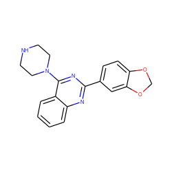 c1ccc2c(N3CCNCC3)nc(-c3ccc4c(c3)OCO4)nc2c1 ZINC000004267513