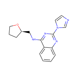 c1ccc2c(NC[C@H]3CCCO3)nc(-n3ccnc3)nc2c1 ZINC000012360748