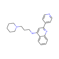 c1ccc2c(NCCCN3CCCCC3)cc(-c3ccncc3)nc2c1 ZINC000208043397