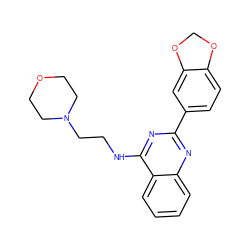 c1ccc2c(NCCN3CCOCC3)nc(-c3ccc4c(c3)OCO4)nc2c1 ZINC000033362345