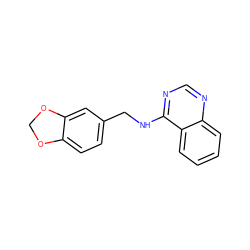 c1ccc2c(NCc3ccc4c(c3)OCO4)ncnc2c1 ZINC000012360740