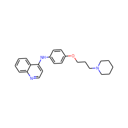 c1ccc2c(Nc3ccc(OCCCN4CCCCC4)cc3)ccnc2c1 ZINC000013472671