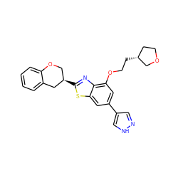 c1ccc2c(c1)C[C@H](c1nc3c(OCC[C@@H]4CCOC4)cc(-c4cn[nH]c4)cc3s1)CO2 ZINC000049033645