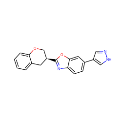c1ccc2c(c1)C[C@H](c1nc3ccc(-c4cn[nH]c4)cc3o1)CO2 ZINC000040860559