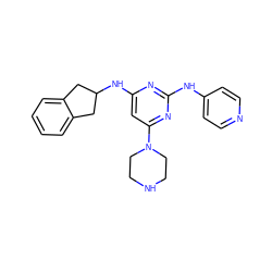 c1ccc2c(c1)CC(Nc1cc(N3CCNCC3)nc(Nc3ccncc3)n1)C2 ZINC000045301497