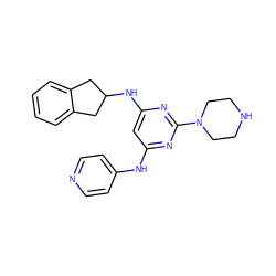 c1ccc2c(c1)CC(Nc1cc(Nc3ccncc3)nc(N3CCNCC3)n1)C2 ZINC000045301048