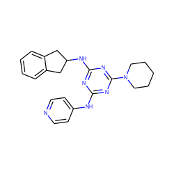 c1ccc2c(c1)CC(Nc1nc(Nc3ccncc3)nc(N3CCCCC3)n1)C2 ZINC000095536849