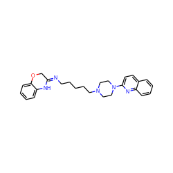 c1ccc2c(c1)N/C(=N\CCCCCN1CCN(c3ccc4ccccc4n3)CC1)CO2 ZINC000026399991