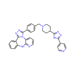 c1ccc2c(c1)Nc1ncccc1-n1c(-c3ccc(CN4CCC(c5nnc(-c6ccncc6)[nH]5)CC4)cc3)nnc1-2 ZINC000142014013